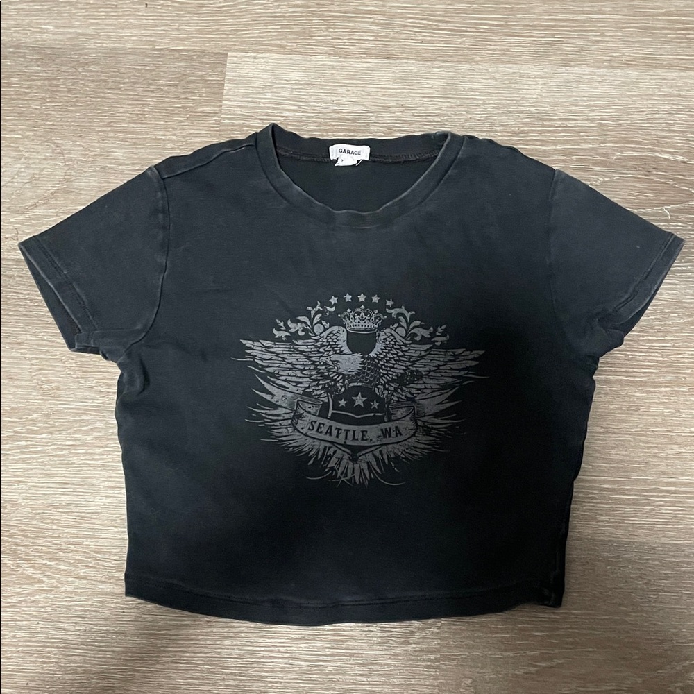 Garage Black Tee with Seattle Graphic